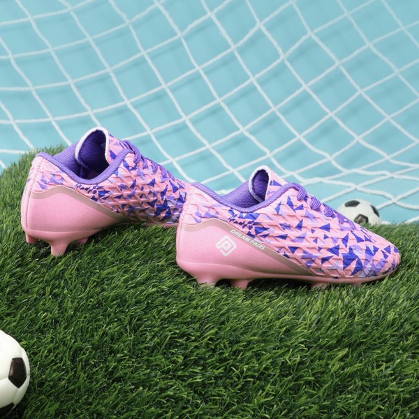 Boys & Girls Soccer Cleats Shoes - PINK PURPLE - 4